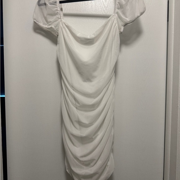 Princess Polly Charvi White Mini Dress with Puff Sleeves Size 10 - Picture 8 of 8